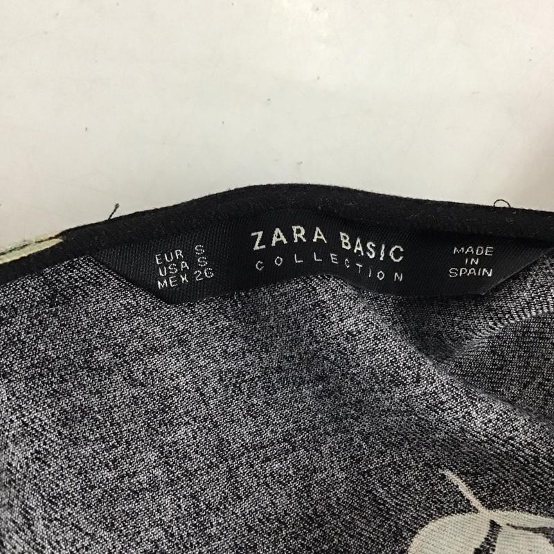 ザラベーシック ZARA BASIC カーディガン 長袖 長袖カーディガン 前開き ノーカラー S プリント 黒 / ブラック / レディース USED 古着 中古 10132955