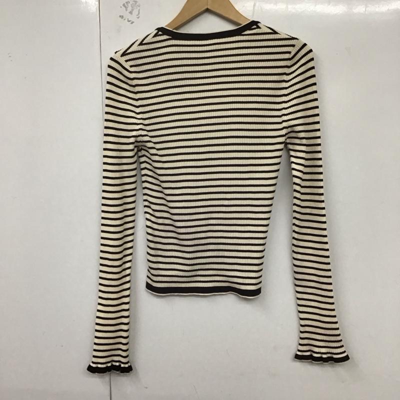 ザラニット ZARA KNIT カーディガン 長袖 長袖カーディガン 前ボタン ニットカーディガン S ボーダー柄 白 / ホワイト / X 黒 / ブラック / レディース USED 古着 中古 10128741