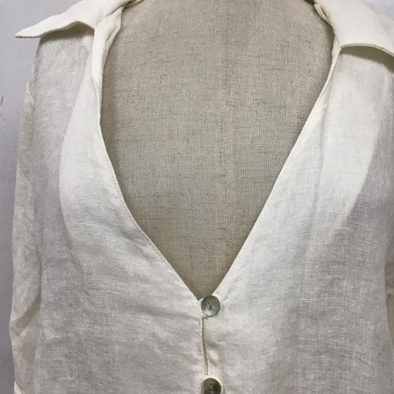 ザラ ZARA シャツ、ブラウス 長袖 リネン スキッパー S 無地 白 / ホワイト / レディース USED 古着 中古 10116229