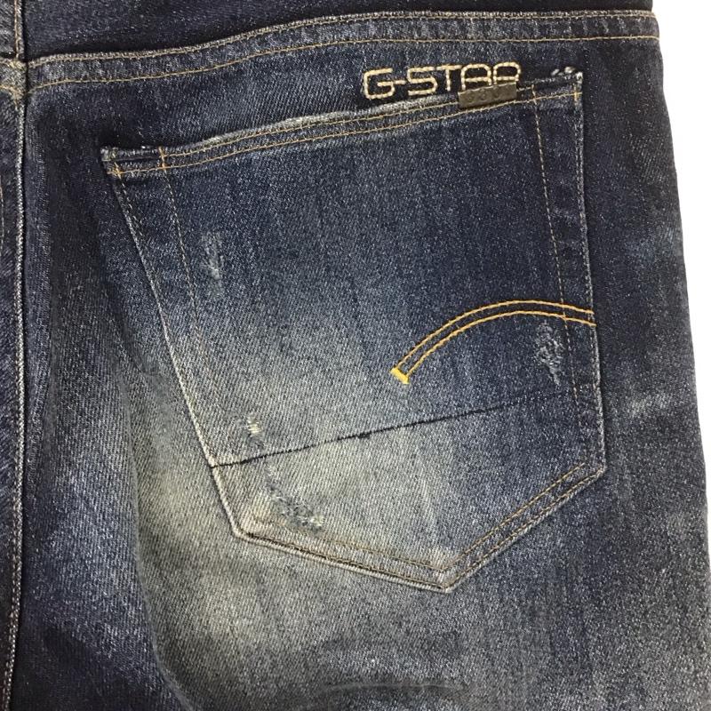 ジースターロゥ G-STAR RAW パンツ デニム、ジーンズ デニムパンツ スリムパンツ カジュアルパンツ ストレッチパンツ 31インチ ロゴ、文字 インディゴ / インディゴ / メンズ USED 古着 中古 10131305