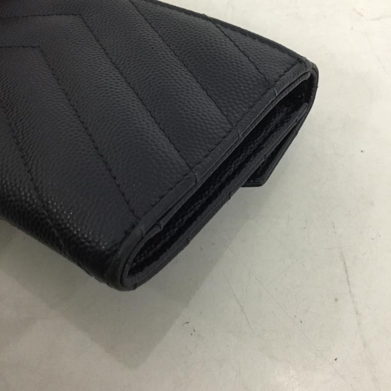 イヴサンローラン Yves Saint Laurent 財布 コンパクト財布 ミニウォレット YSL カードケース ロゴ、文字 紺 / ネイビー / レディース USED 古着 中古 10131947