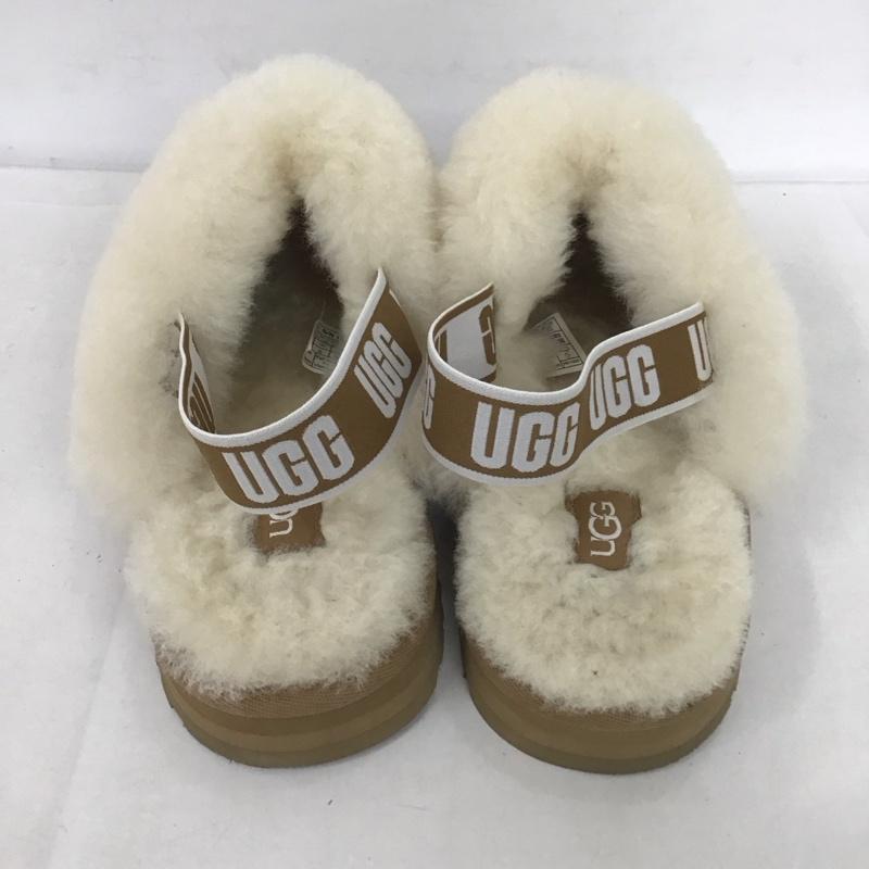 アグ UGG サンダル サンダル 1130395K ファンケット 24.5cm 箱有 24.5cm ロゴ、文字 ベージュ / ベージュ / レディース USED 古着 中古 10126342