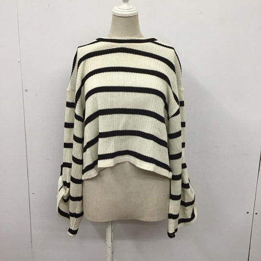 ザラ ZARA ニット、セーター 長袖 2298 008 712 クロップド丈 S ボーダー柄 黒 / ブラック / X オフホワイト / オフホワイト /  レディース USED 古着 中古 10108224