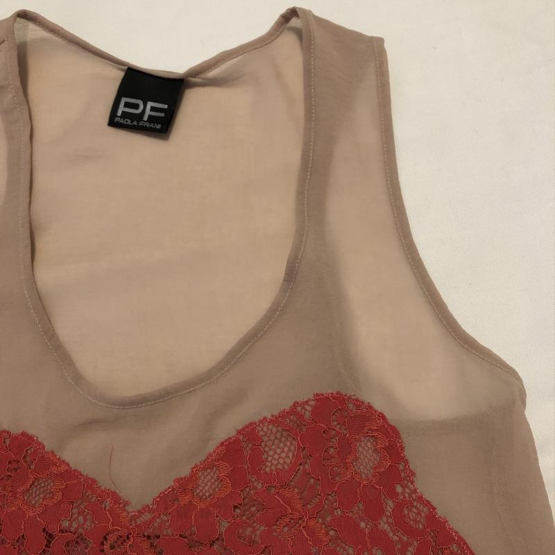 パオラフラーニ PAOLA FRANI カットソー 半袖 レース シフォン ノースリーブカットソー 38 無地 X 花柄 X ベージュ / ベージュ / X 桃 / ピンク / レディース USED 古着 中古 10015370
