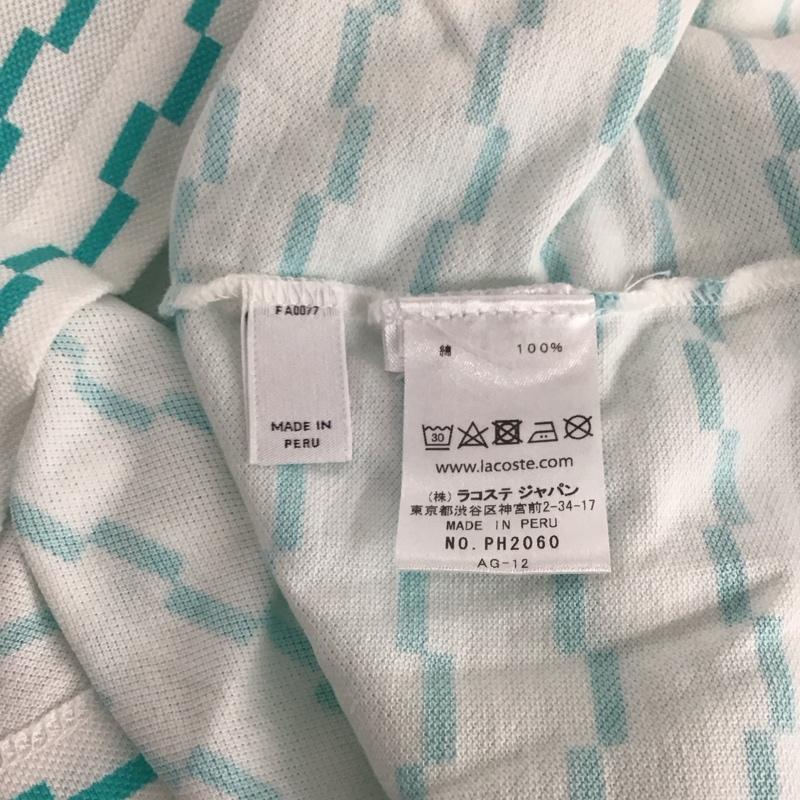 ラコステ LACOSTE ポロシャツ 半袖 半袖ポロシャツ 半袖カットソー カラーシャツ 5 プリント X ロゴ、文字 白 / ホワイト / メンズ USED 古着 中古 10132235