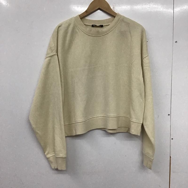 ザラ ZARA トレーナー 長袖 スウェット 裏起毛 L 無地 アイボリー / アイボリー / レディース USED 古着 中古 10138682