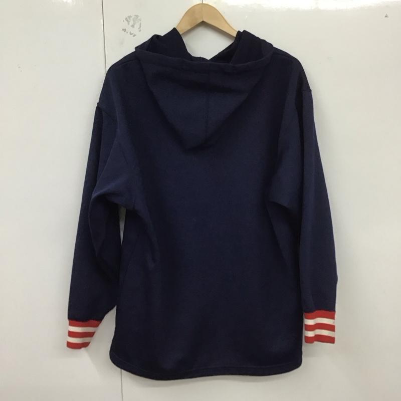 アディダス adidas パーカー 長袖 AMT-606 ジャージ M ロゴ、文字 紺 / ネイビー /  メンズ USED 古着 中古 10128477
