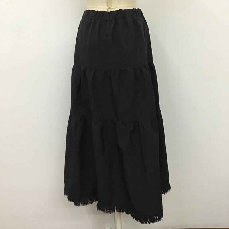 アイテムズ アーバンリサーチ ITEMS URBAN RESEARCH スカート ロングスカート it17-25a016 ティアードフリンジスカート FREE 無地 黒 / ブラック / レディース USED 古着 中古 10120331
