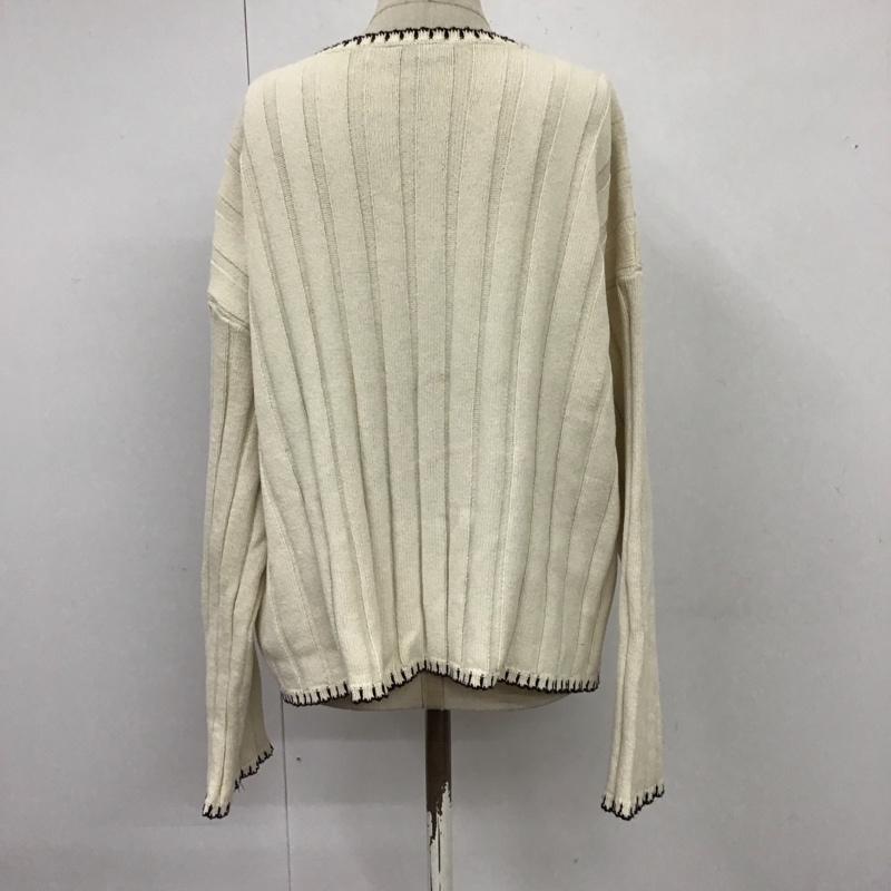 ザラ ZARA ニット、セーター 長袖 長袖ニットカットソー Vネックカットソー リブニット S 無地 白 / ホワイト / レディース USED 古着 中古 10118521