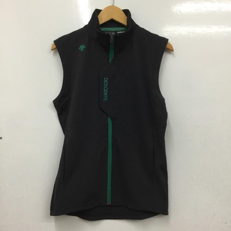 デサント DESCENTE ベスト ベスト DGMMJL80 ナイロンストレッチ ジャージーベスト ゴルフウェア タグ付き M ロゴ、文字 黒 / ブラック / X 緑 / グリーン / メンズ USED 古着 中古 10135529