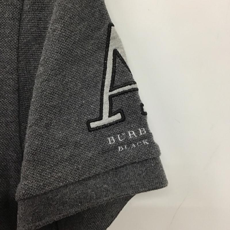 バーバリーブラックレーベル BURBERRY BLACK LABEL ポロシャツ 半袖 半袖ポロシャツ カラーシャツ 半袖カットソー 2 ロゴ、文字 灰 / グレー / メンズ USED 古着 中古 10138573