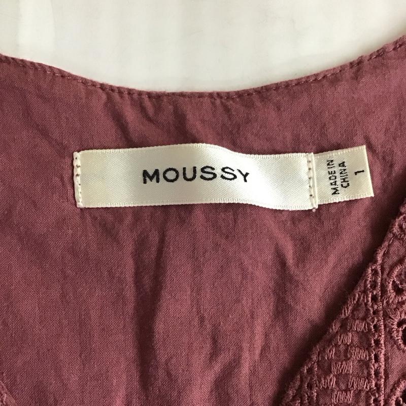 マウジー MOUSSY カットソー 半袖 010esa80-0870 COTTONEYELETトップス パフスリーブ 半袖カットソー 1 総柄 えんじ / ワインレッド / レディース USED 古着 中古 10114509