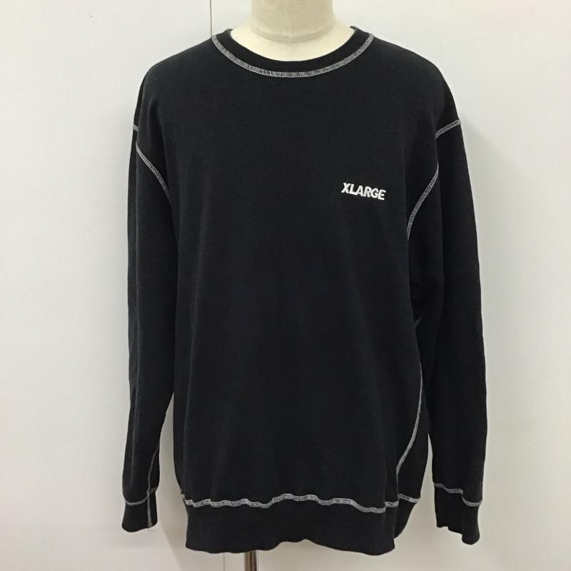 エクストララージ XLARGE トレーナー 長袖 長袖トレーナー スウェット クルーネック リブスウェットカットソー XL ロゴ、文字 黒 / ブラック /  メンズ USED 古着 中古 10119916