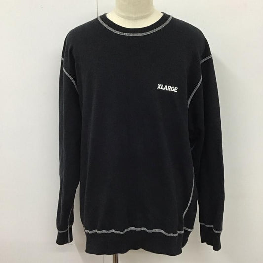 エクストララージ XLARGE トレーナー 長袖 長袖トレーナー スウェット クルーネック リブスウェットカットソー XL ロゴ、文字 黒 / ブラック /  メンズ USED 古着 中古 10119916