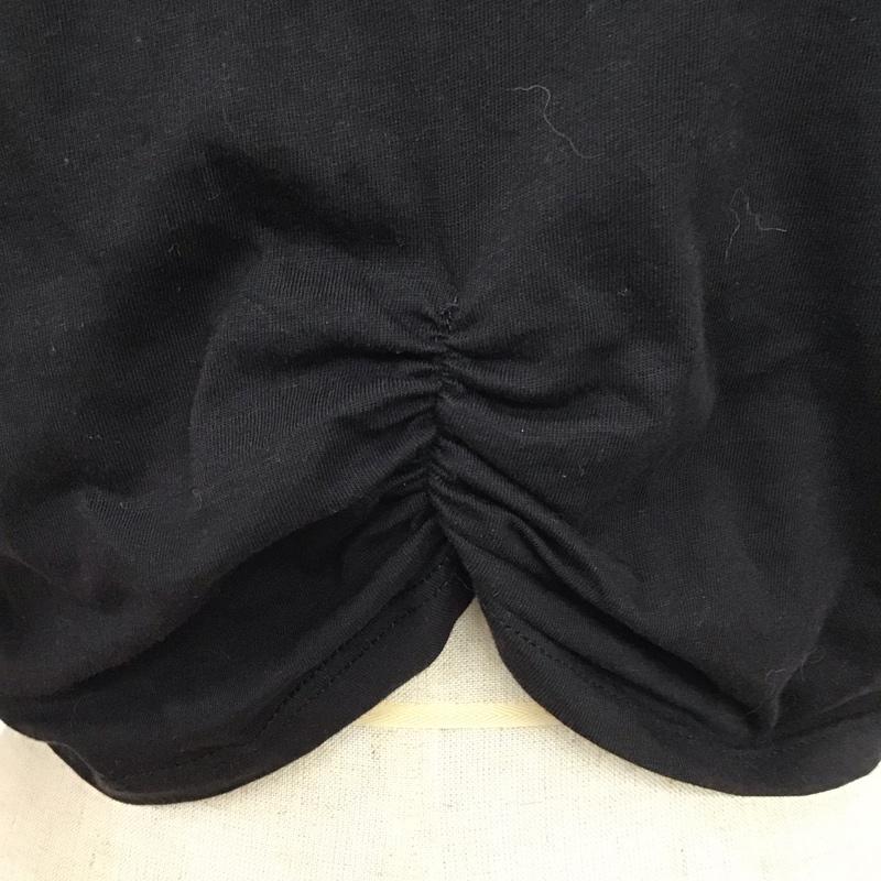 ザラ ZARA カットソー 半袖 半袖カットソー クルーネックカットソー 袖レース ショート丈 M 無地 黒 / ブラック /  レディース USED 古着 中古 10109182