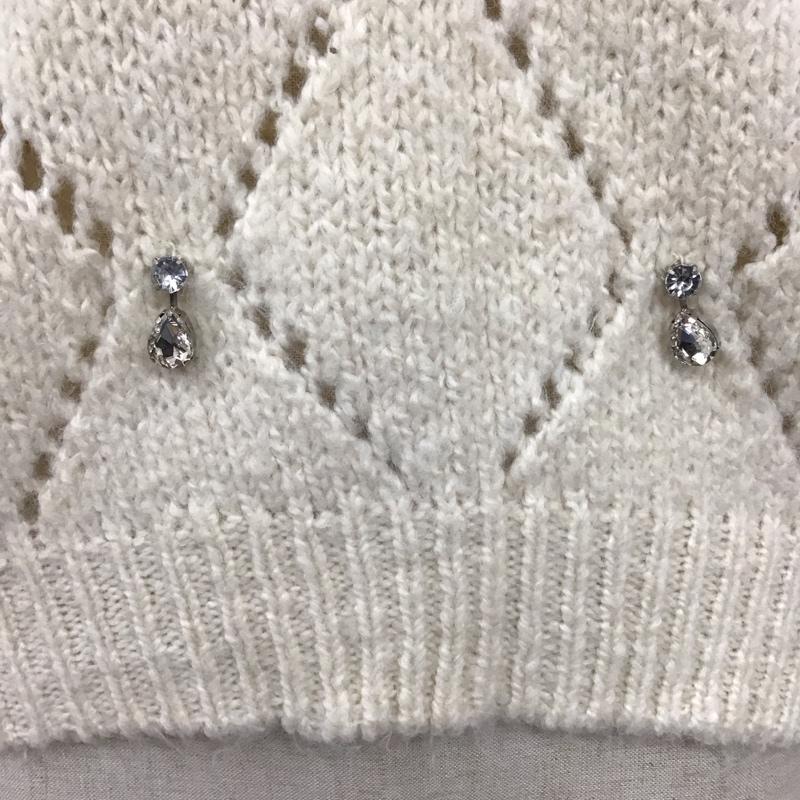 ザラ ZARA ニット、セーター 長袖 9598 246 712 Vネック ビジュー S アイボリー / アイボリー / レディース USED 古着 中古 10122666