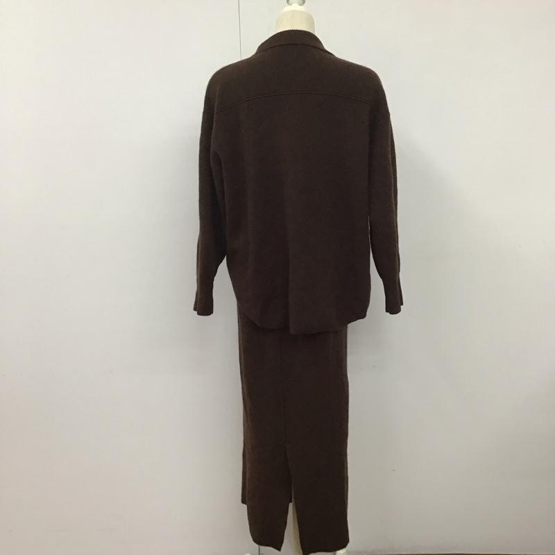 ローリーズファーム LOWRYS FARM セットアップ セットアップ ニット FREE 無地 茶 / ブラウン / レディース USED 古着 中古 10128215