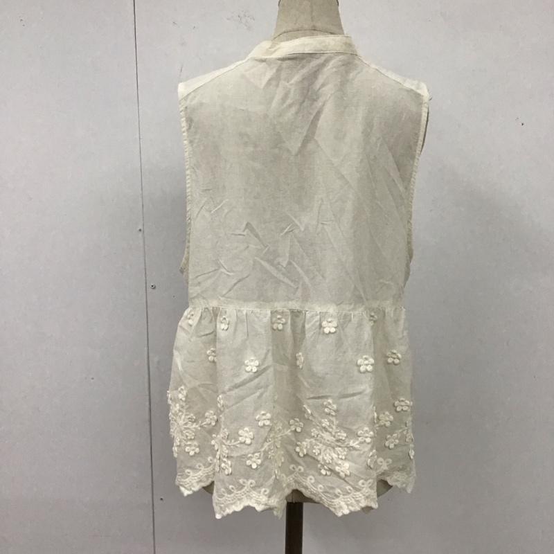 サマンサモスモス Samansa Mos2 カットソー 半袖 ノースリーブカットソー 前開きシャツ ノーカラーシャツ FREE 刺繍 アイボリー / アイボリー / レディース USED 古着 中古 10123154