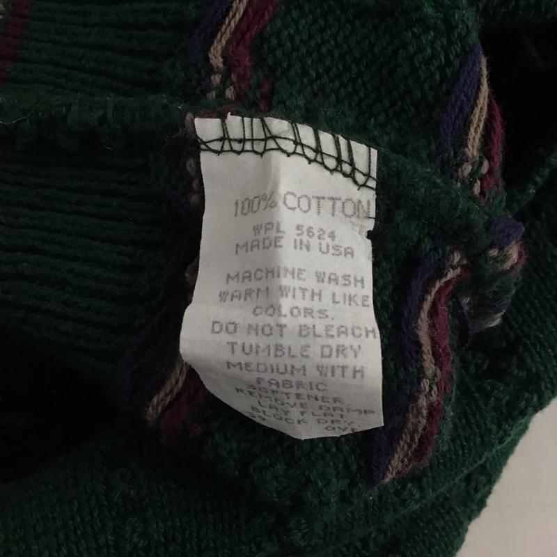 古着 USED ニット、セーター 長袖 長袖ニットカットソー クルーネック セーター L 総柄 緑 / グリーン / メンズ USED 古着 中古 10144763