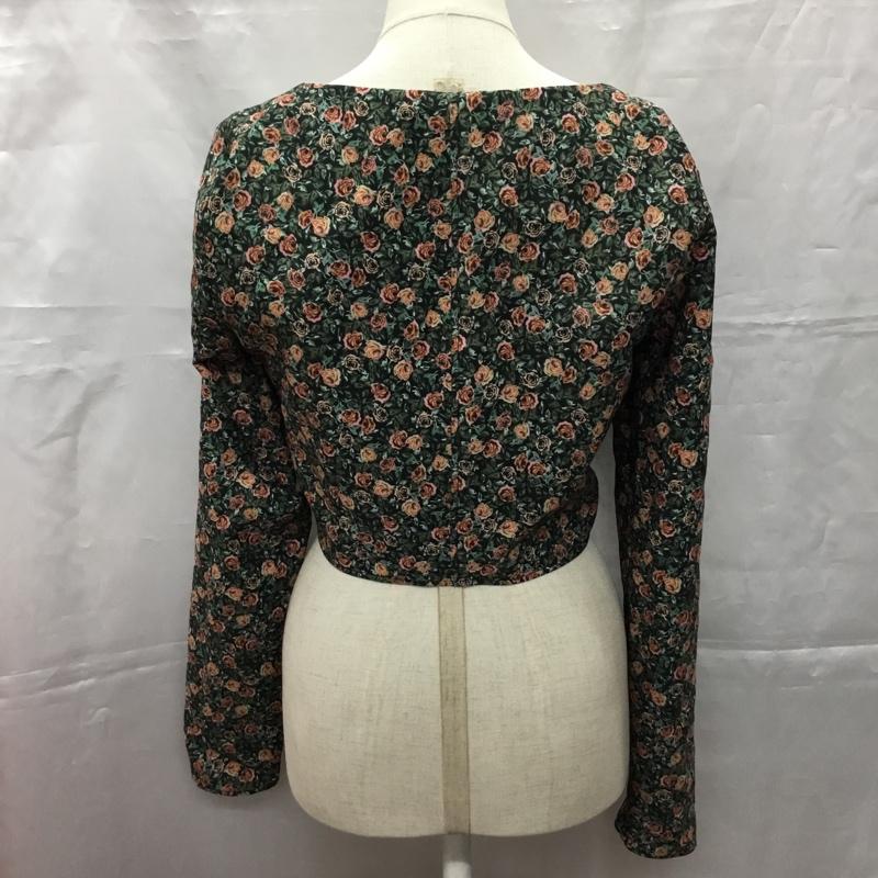 ザラ ZARA カットソー 長袖 8510 756 800 ショート丈 スクエアネック フロントホック M 花柄 マルチカラー / マルチカラー /  レディース USED 古着 中古 10107453