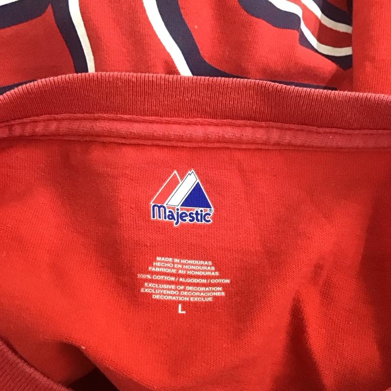 マジェスティック MAJESTIC Tシャツ 半袖 半袖カットソー プリントTシャツ クルーネックカットソー L プリント 赤 / レッド /  メンズ USED 古着 中古 10111147