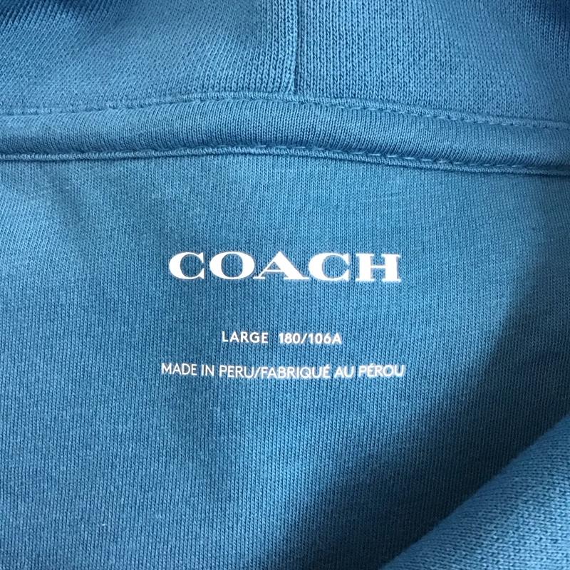 コーチ COACH パーカー 長袖 長袖パーカー フード付きパーカー プリントスウェット トレーナー L ロゴ、文字 青 / ブルー / メンズ USED 古着 中古 10109819
