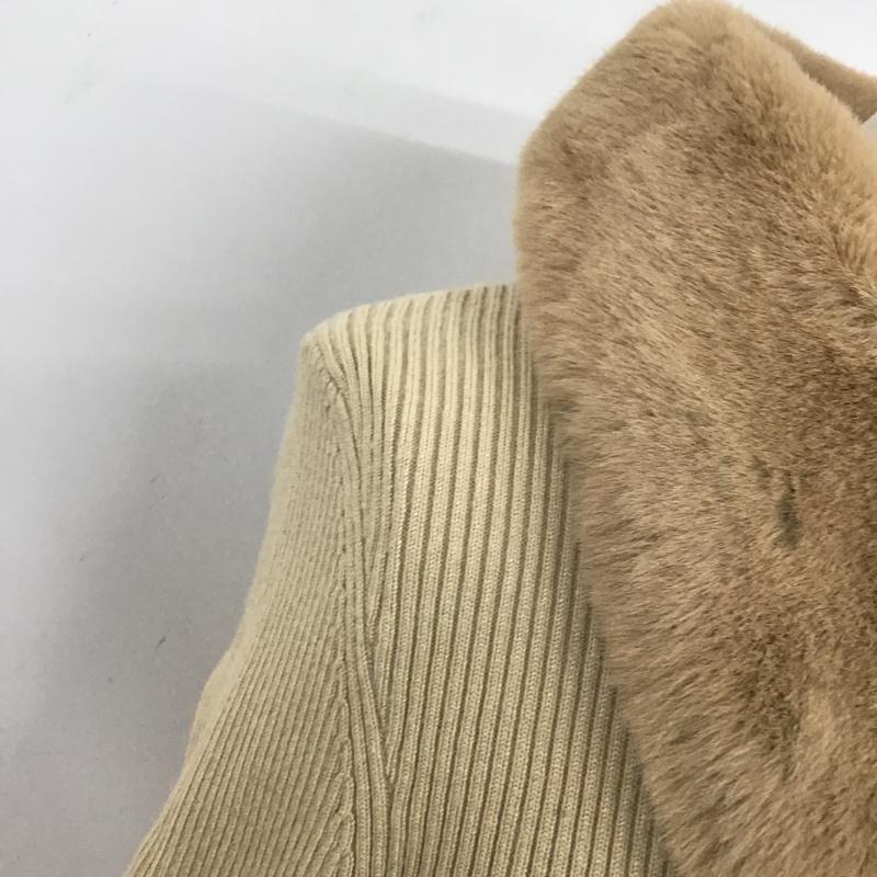 ザラ ZARA ニット、セーター 長袖 長袖ニットカットソー タイトニット セーター カラージップカットソー ファー M 無地 茶 / ブラウン /  レディース USED 古着 中古 10105645