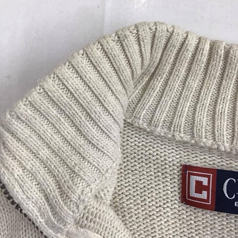 チャップス CHAPS ニット、セーター 長袖 長袖ニットカットソー ニット セーター ジップアップネックニット M ロゴ、文字 白 / ホワイト / メンズ USED 古着 中古 10124846