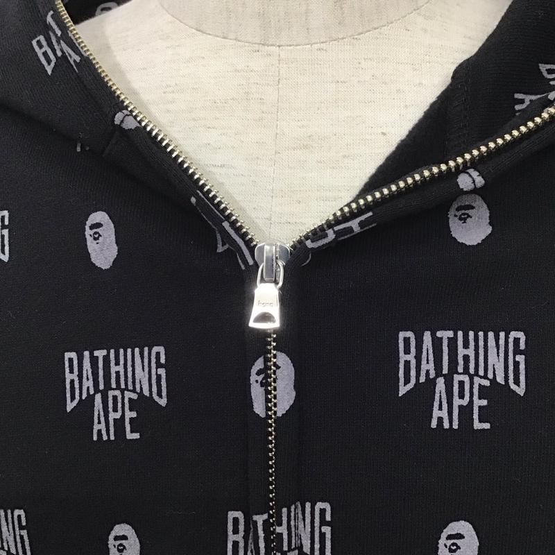 ア ベイシング エイプ A BATHING APE×PORTER パーカー 長袖 ジップアップパーカー 長袖パーカー フード付きパーカー XXL 総柄 X ロゴ、文字 黒 / ブラック / メンズ USED 古着 中古 10107437