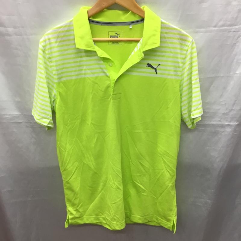 プーマ PUMA ポロシャツ 半袖 スポーツウェア M ワンポイント 黄緑 / イエローグリーン / X 白 / ホワイト / メンズ USED 古着 中古 10119307