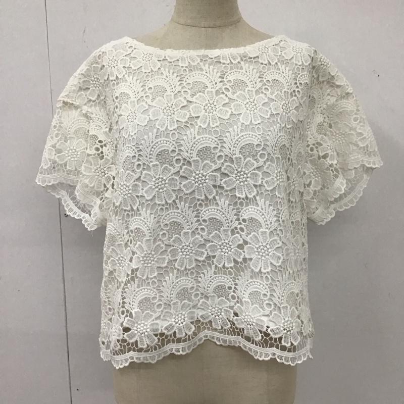 ローリーズファーム LOWRYS FARM カットソー 半袖 LF615045N9 レース M レース柄 白 / ホワイト / レディース USED 古着 中古 10121121