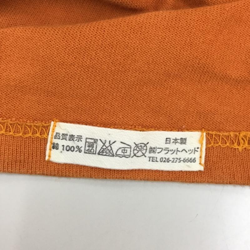 フラットヘッド FLATHEAD ポロシャツ 半袖 40 プリント 橙 / オレンジ / メンズ USED 古着 中古 10109610