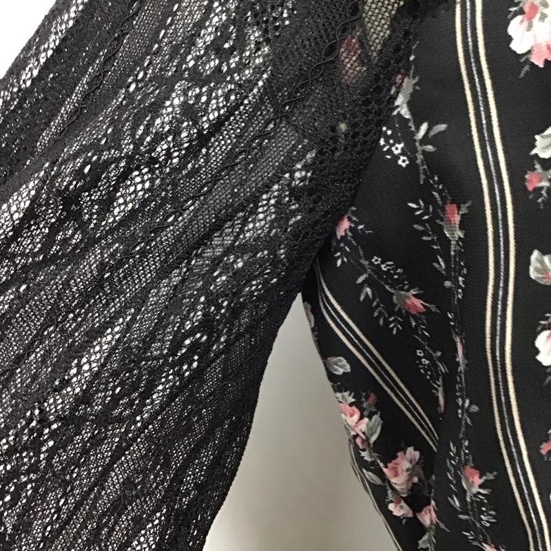 アクシーズファム axes femme ワンピース ひざ丈スカート M 総柄 X 花柄 黒 / ブラック / レディース USED 古着 中古 10124893
