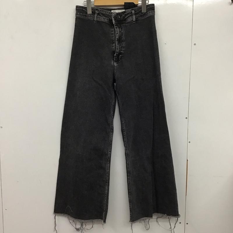 ザラ ZARA パンツ デニム、ジーンズ デニムパンツ ワイドパンツ カジュアルパンツ ストレッチパンツ 40インチ 無地 黒 / ブラック / レディース USED 古着 中古 10135591