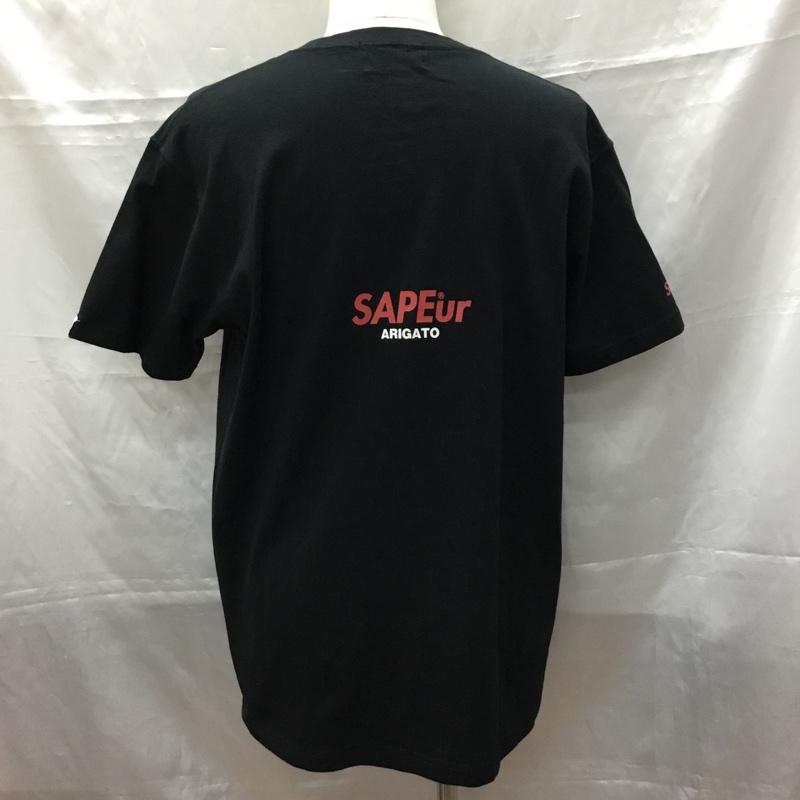 サプール SAPEur Tシャツ 半袖 半袖カットソー プリントTシャツ クルーネックカットソー XL プリント 黒 / ブラック /  メンズ USED 古着 中古 10109328