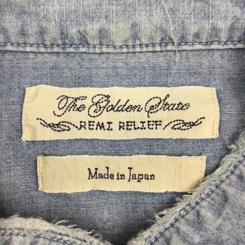 レミ レリーフ REMI RELIEF シャツ、ブラウス 長袖 長袖シャツ ノーカラーシャツ ポケットシャツ 長袖カットソー デニムシャツ L 無地 インディゴ / インディゴ /  メンズ USED 古着 中古 10109431