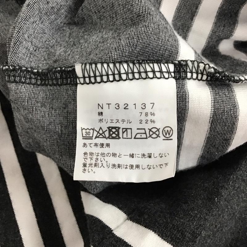 ザノースフェイス THE NORTH FACE Tシャツ 半袖 nt32137 Tシャツ プリントTシャツ 半袖カットソー L ボーダー柄 白 / ホワイト / X 灰 / グレー / メンズ USED 古着 中古 10129887