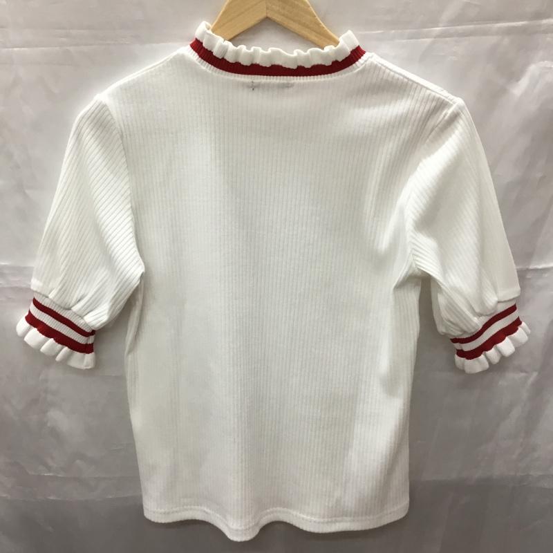 イング INGNI カットソー 半袖 半袖カットソー プリントTシャツ クルーネックカットソー フリル M 無地 白 / ホワイト / X 赤 / レッド / レディース USED 古着 中古 10113308