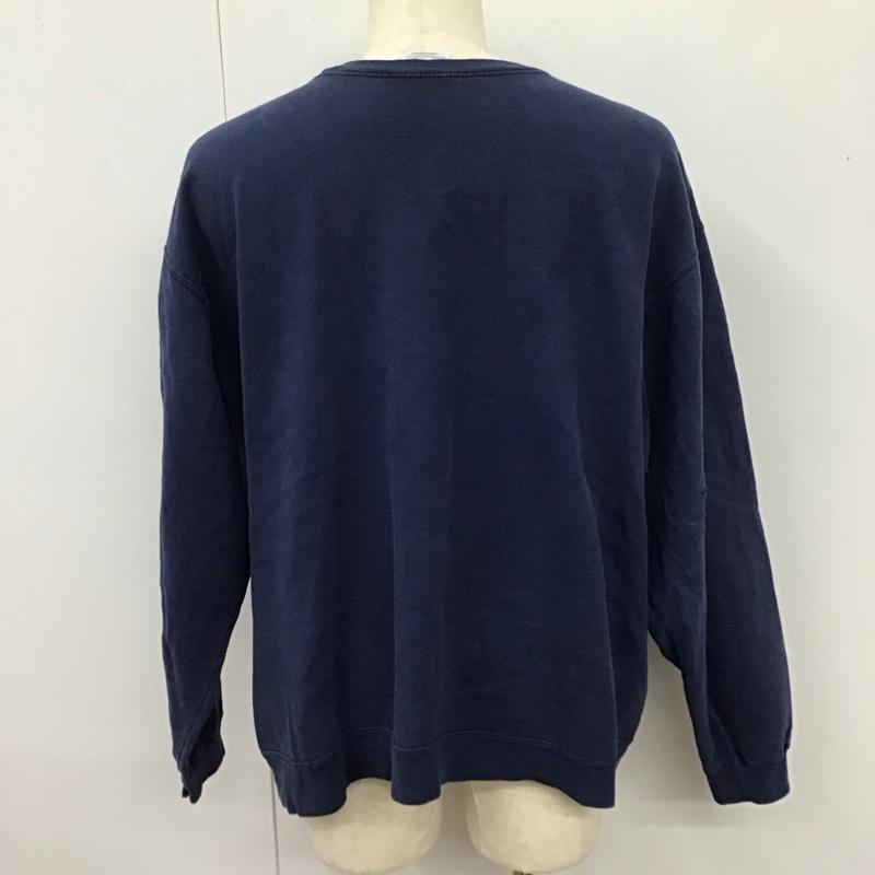 ヘインズ HANES トレーナー 長袖 長袖トレーナー スウェット クルーネック リブスウェットカットソー XL プリント 紺 / ネイビー / メンズ USED 古着 中古 10115723