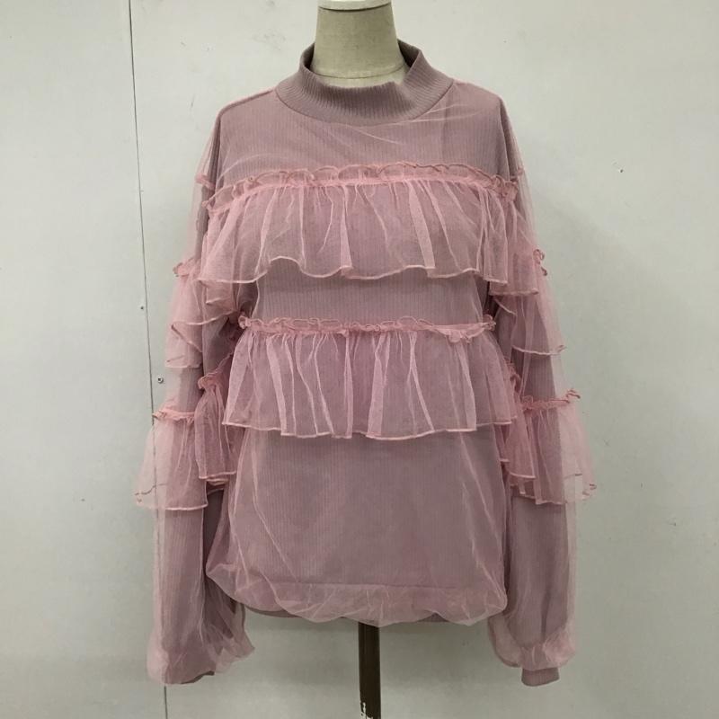メリージェニー merry jenny カットソー 長袖 281912700301-01 チュールドッキングTOPS FREE 無地 桃 / ピンク /  レディース USED 古着 中古 10114765