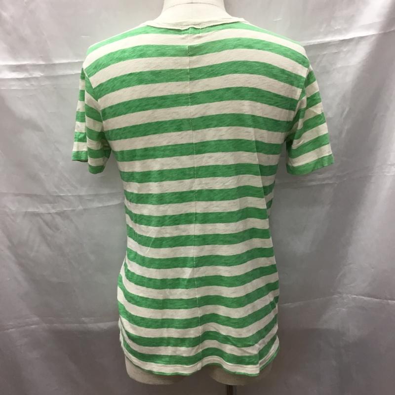 フリークスストア FREAK S STORE Tシャツ 半袖 半袖カットソー プリントTシャツ Vネックカットソー M ボーダー柄 白 / ホワイト / X 緑 / グリーン /  メンズ USED 古着 中古 10109291
