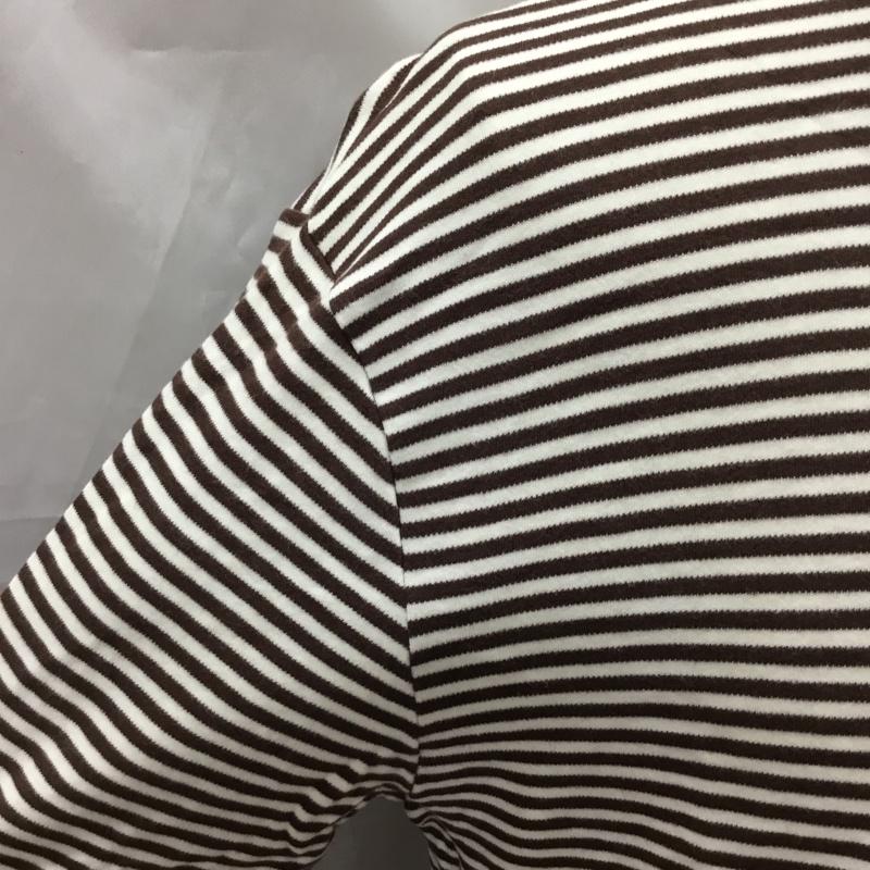 ブルックスブラザーズ BROOKS BROTHERS カットソー 長袖 52326-81 ハーフジップ M ボーダー柄 白 / ホワイト / X 茶 / ブラウン /  メンズ USED 古着 中古 10111383