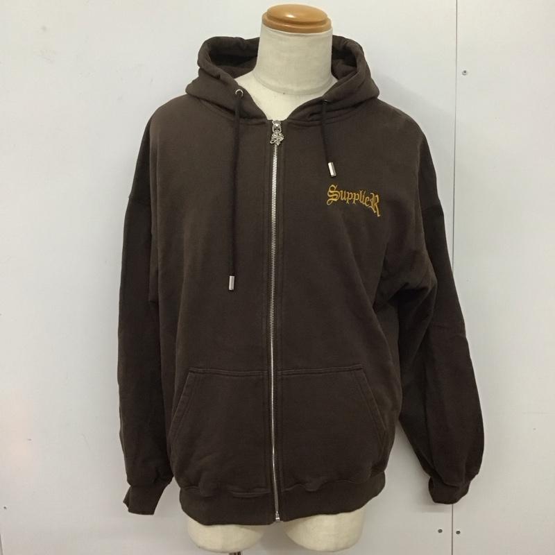 サプライヤー SUPPLIER パーカー 長袖 長袖パーカー ジップアップパーカー スウェット L ロゴ、文字 茶 / ブラウン /  メンズ USED 古着 中古 10125578