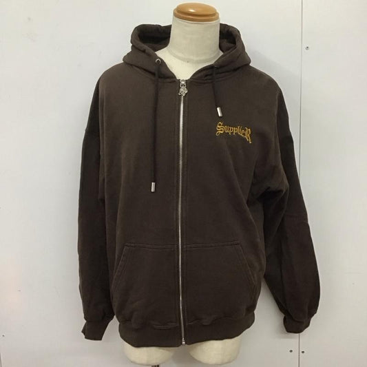 サプライヤー SUPPLIER パーカー 長袖 長袖パーカー ジップアップパーカー スウェット L ロゴ、文字 茶 / ブラウン /  メンズ USED 古着 中古 10125578