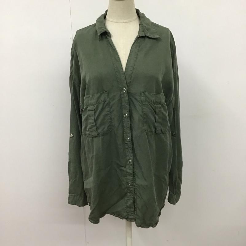 ザラ ZARA シャツ、ブラウス 長袖 長袖シャツ 無地シャツ カラーシャツ ミリタリーシャツ M 無地 カーキ / カーキ / レディース USED 古着 中古 10126498