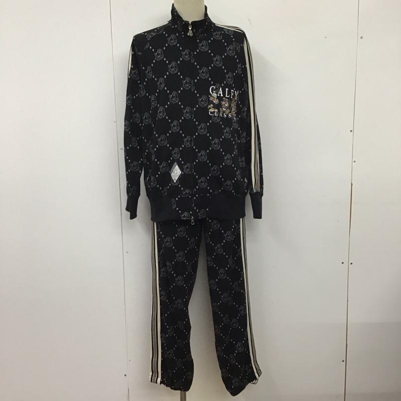 ガルフィー GALFY セットアップ セットアップ セットアップ ジャージ ジップアップジャケット ワイドパンツ 2点セット L プリント 黒 / ブラック / レディース USED 古着 中古 10138405