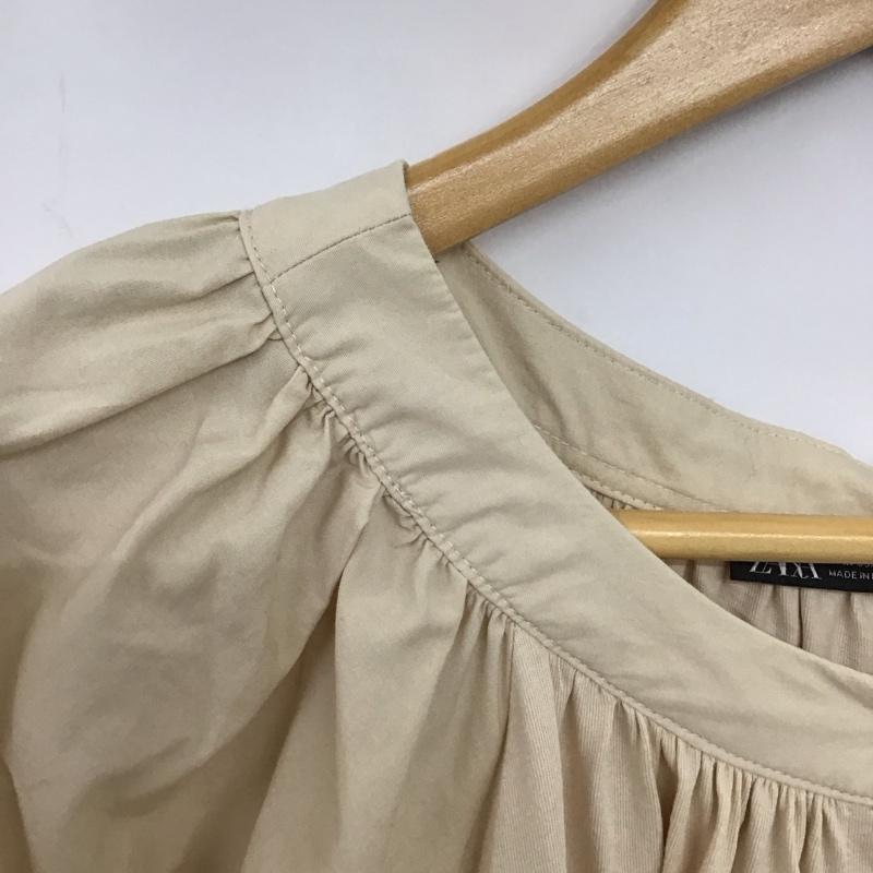 ザラ ZARA ワンピース ロングスカート 長袖シャツロングワンピース 前開 フレアスカート M 無地 ベージュ / ベージュ / レディース USED 古着 中古 10135415