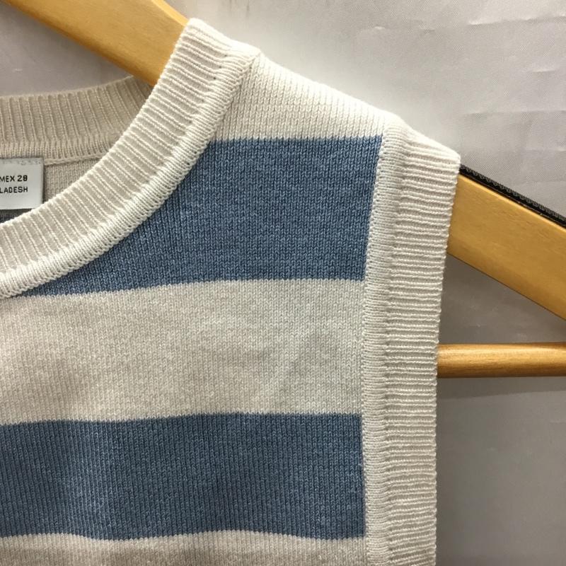 ザラ ZARA タンクトップ タンクトップ 3519 030 080 クロップド丈 ニット M ボーダー柄 アイボリー / アイボリー / X 水色 / ライトブルー / レディース USED 古着 中古 10118999