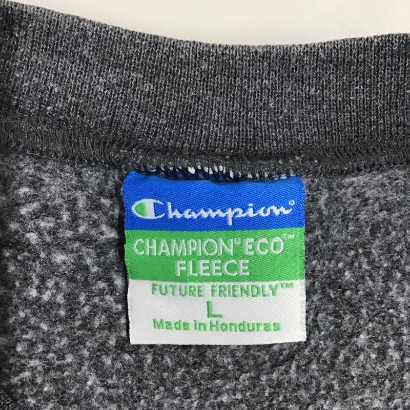 チャンピオン Champion トレーナー 長袖 スウェット 裏起毛 L ロゴ、文字 ダークグレー / ダークグレー /  メンズ USED 古着 中古 10118382