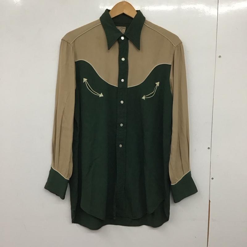 リーバイス Levi s シャツ、ブラウス 長袖 50s ショートホーン ウエスタンシャツ ヴィンテージ 古着 無地 緑 / グリーン / X ベージュ / ベージュ / メンズ USED 古着 中古 10139034
